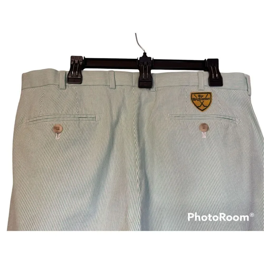 Peter Millar Men’s Seersucker Flat Front Shorts Sz. 36 Golf Summer